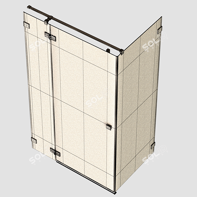 Gold Pro Shower Cabin 3D model image 6