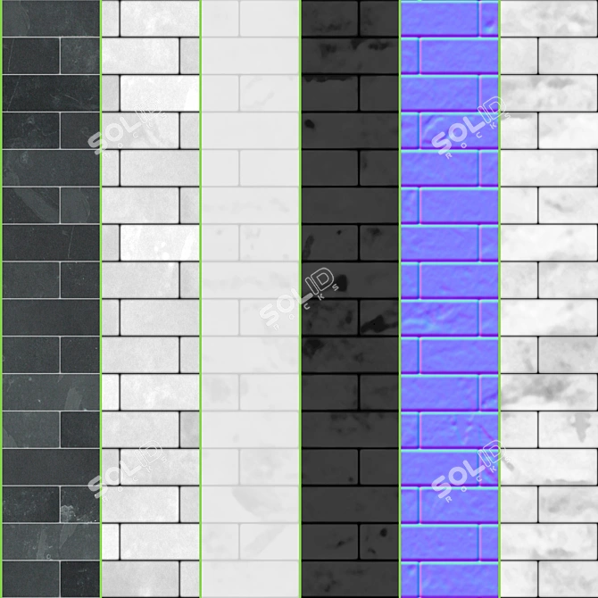 Slate Tile Patterns: Herringbone & Running Bond 3D model image 5