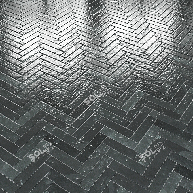 Slate Tile Patterns: Herringbone & Running Bond 3D model image 10