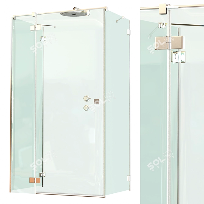 Gold Pro Shower Cabin: Stunning Design & Easy Installation 3D model image 1