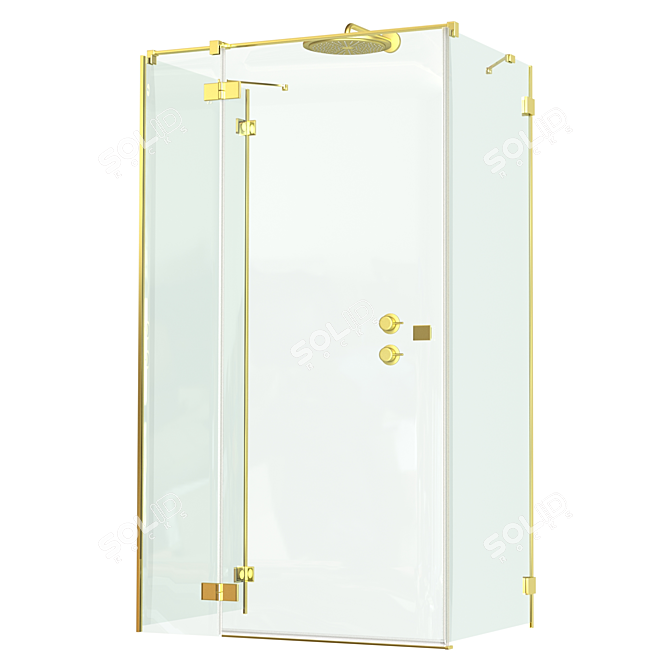 Gold Pro Shower Cabin: Stunning Design & Easy Installation 3D model image 2
