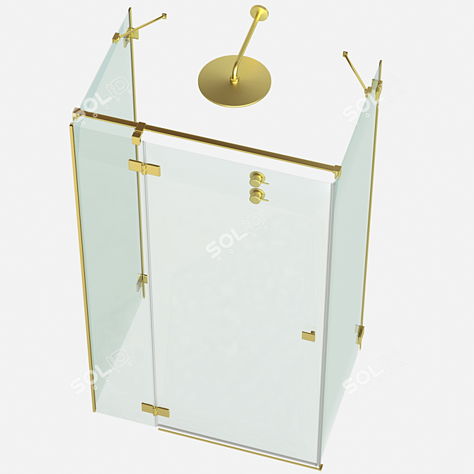 Gold Pro Shower Cabin: Stunning Design & Easy Installation 3D model image 4