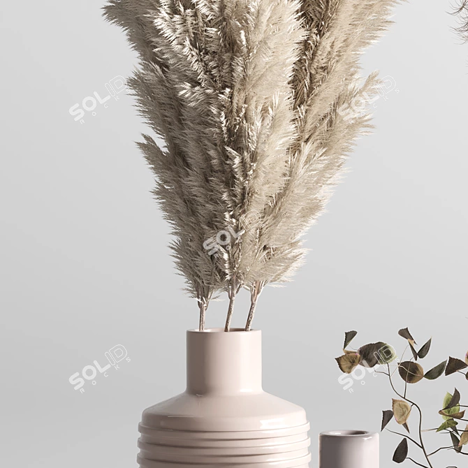 Concrete Pampas Bouquet Vase 3D model image 2