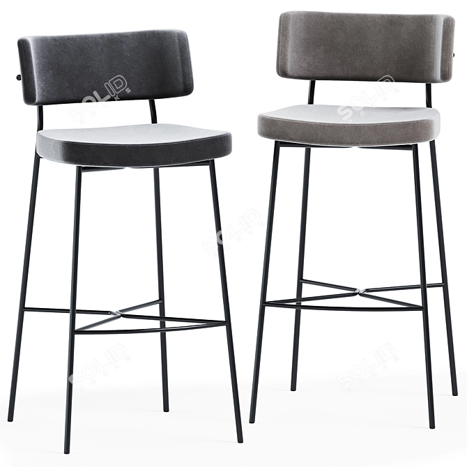 Elegant Marlen Bar Chair 3D model image 2