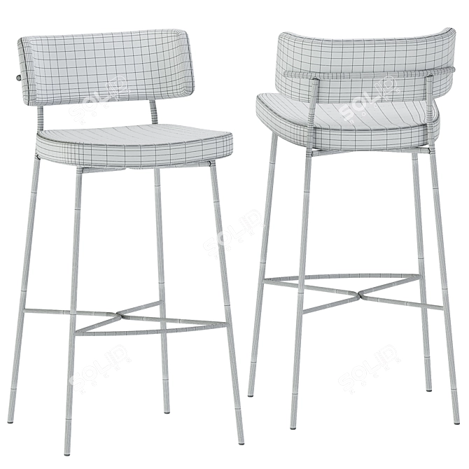 Elegant Marlen Bar Chair 3D model image 3