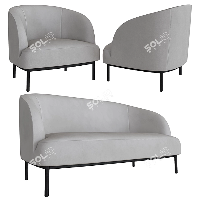 Title: Yvas Sofa: Stylish Comfort 3D model image 1