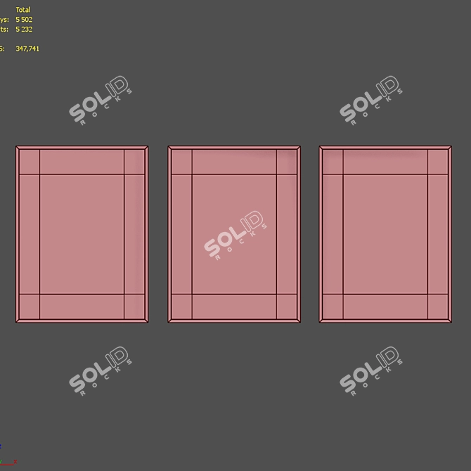 Modern Abstract 3-Piece Picture Frame Set 3D model image 7