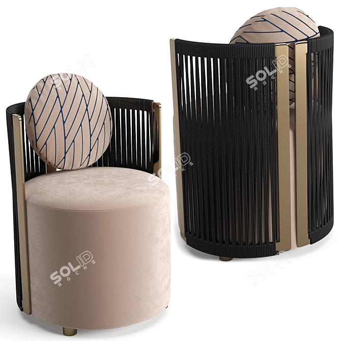 Luxury Fendi Casa Thea Leather Armchair 3D model image 2