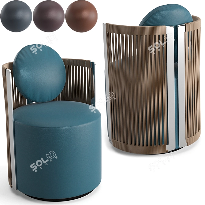 Luxury Fendi Casa Thea Leather Armchair 3D model image 3