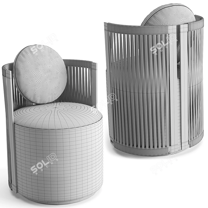 Luxury Fendi Casa Thea Leather Armchair 3D model image 4