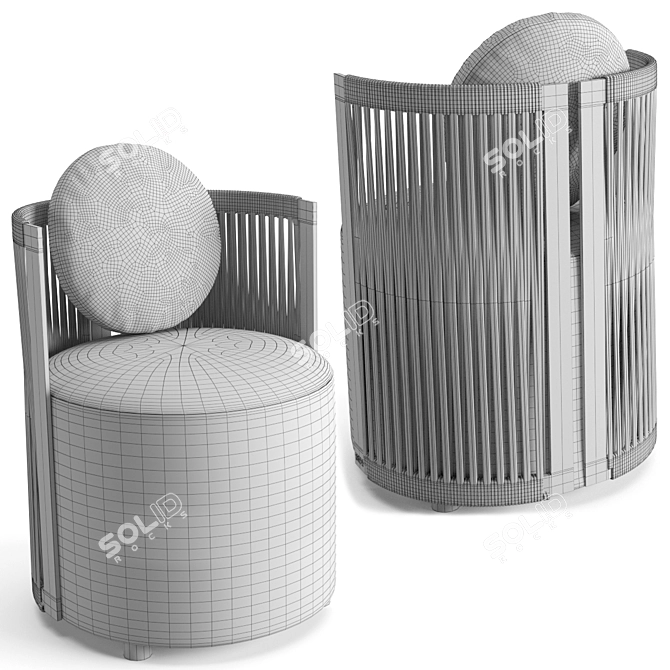 Luxury Fendi Casa Thea Leather Armchair 3D model image 5