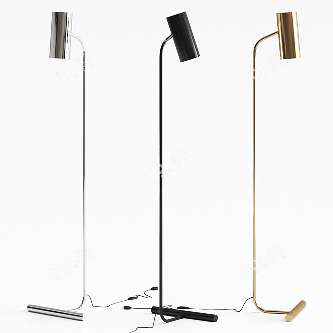 Elegant Brass Floor Lamp: Eldon Task 3D model image 1