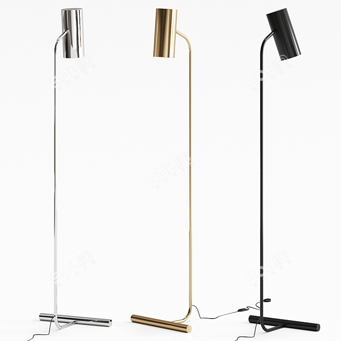 Elegant Brass Floor Lamp: Eldon Task 3D model image 2