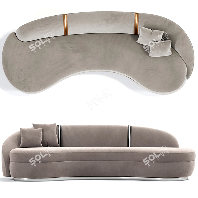 Otuim Long Curved Sofa: Sleek Design for Ultimate Comfort 3D model image 2