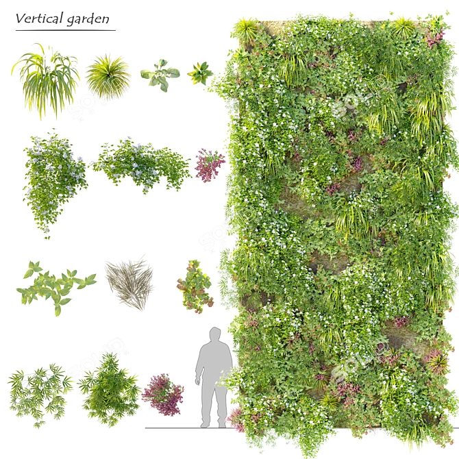 Green Wall Vertical Garden 3D model image 1