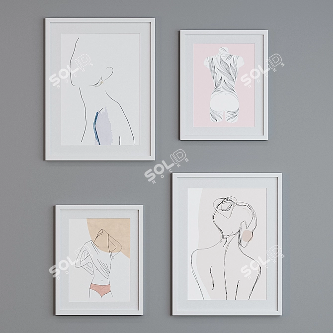 Modern Abstract Picture Frame Set 3D model image 3