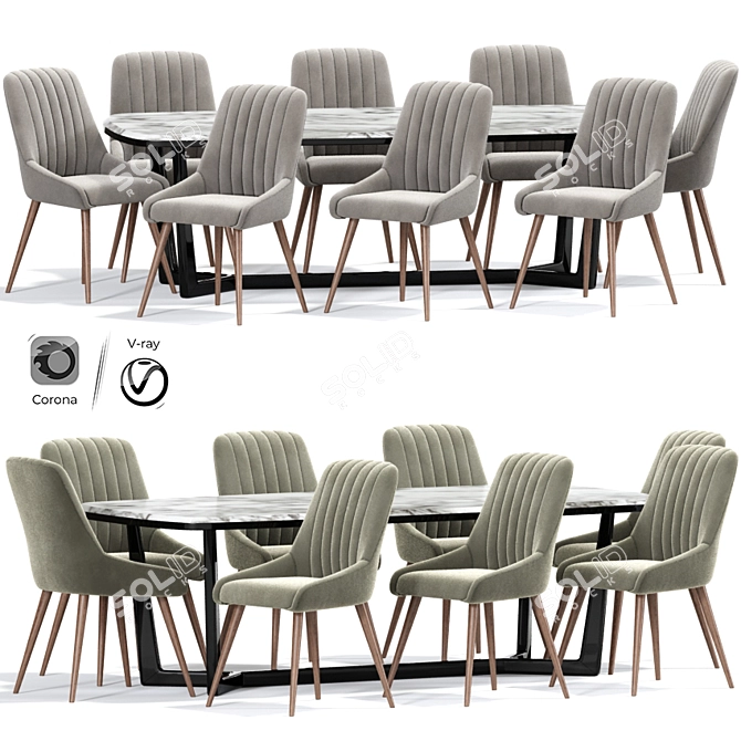 Elegant Tufted Dining Chair 3D model image 1