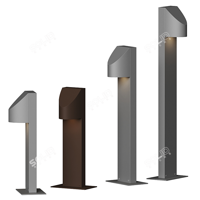 Sleek Shear Bollard with Textured Finish 3D model image 1
