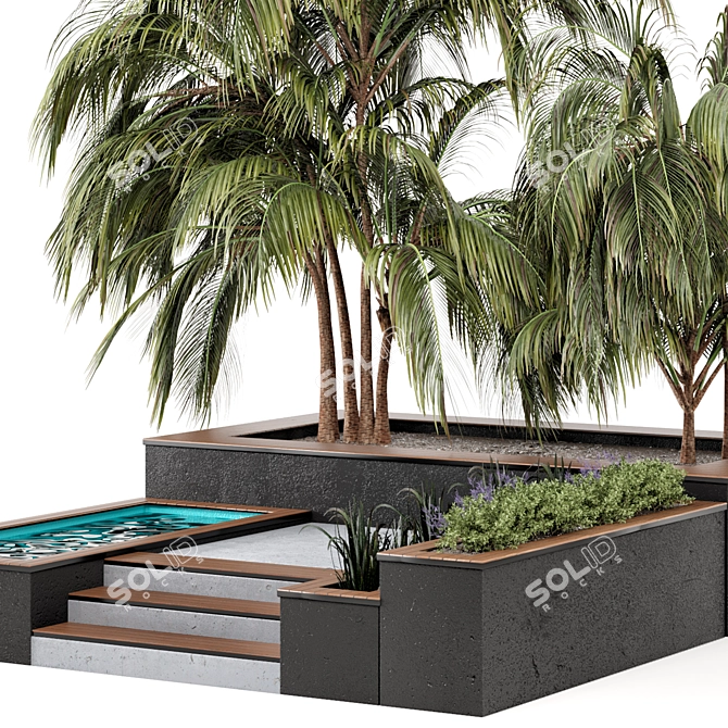 Backyard Oasis: Bush, Tree & Pool Set 3D model image 3