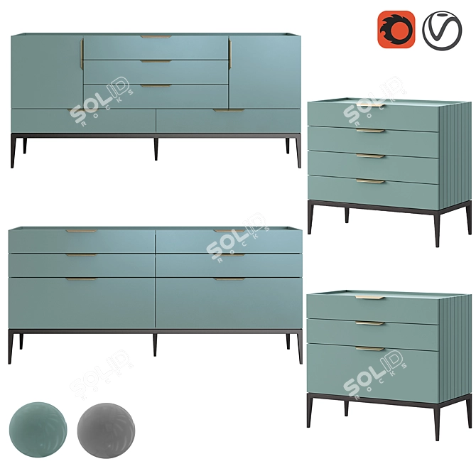 Title: Metropolitan Chest Set - Sleek and Stylish Storage 3D model image 1