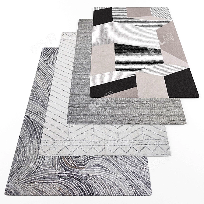 Modern Rectangular Rugs Set 3D model image 4