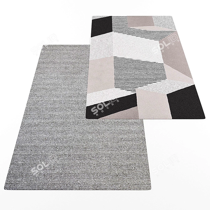 Modern Rectangular Rugs Set 3D model image 1