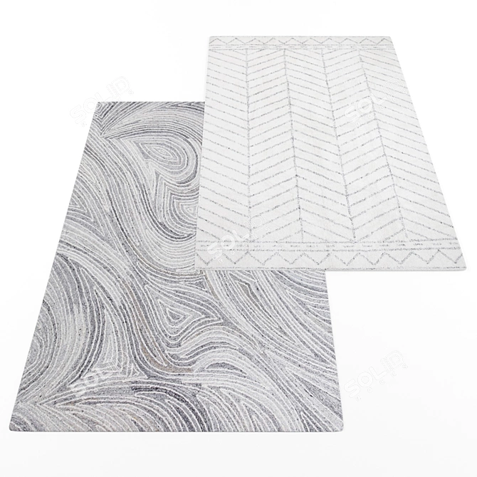 Modern Rectangular Rugs Set 3D model image 2