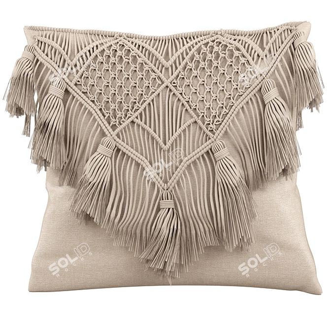 Boho Macrame Cushion 3D model image 2