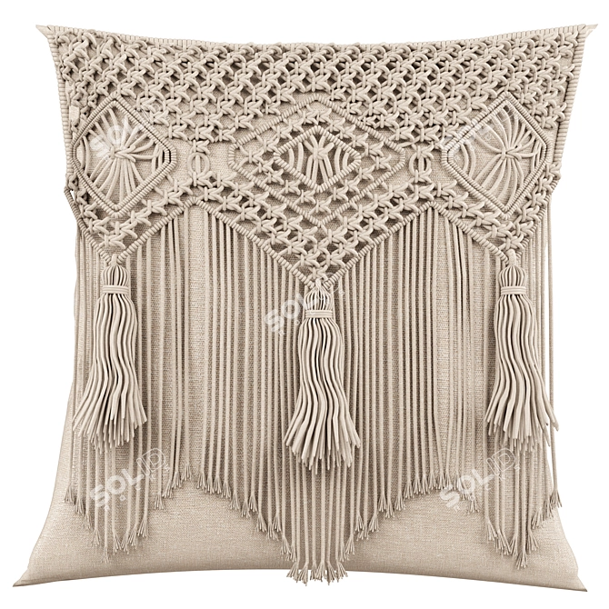 Boho Macrame Cushion 3D model image 3