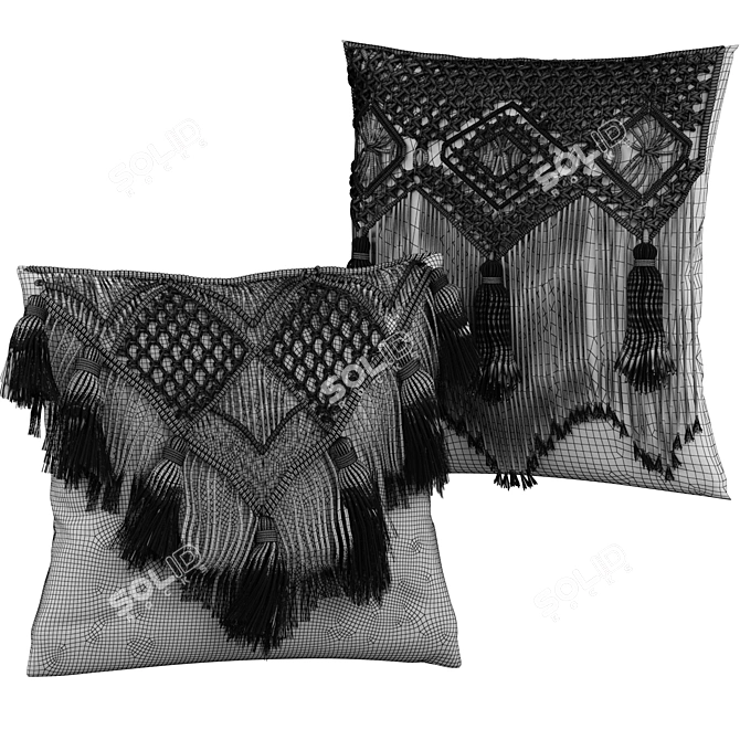 Boho Macrame Cushion 3D model image 5