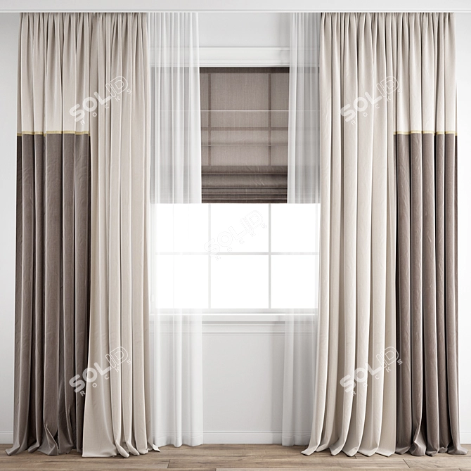 Modern Polygonal Curtain Set 3D model image 1