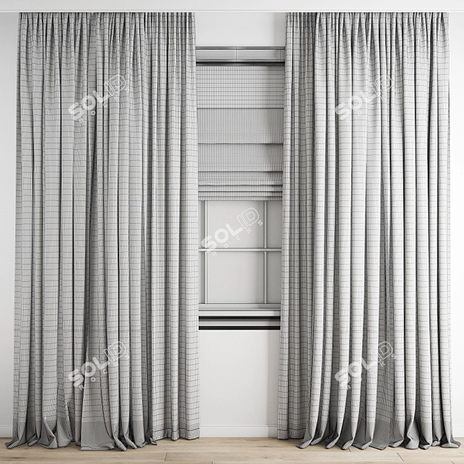 Modern Polygonal Curtain Set 3D model image 6