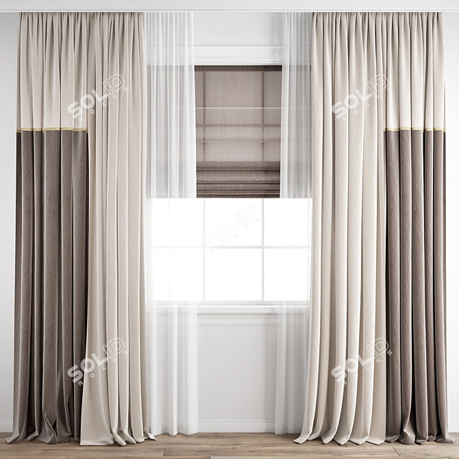 Modern Polygonal Curtain Set 3D model image 7