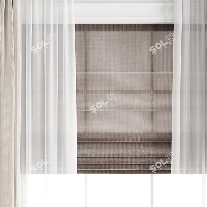 Modern Polygonal Curtain Set 3D model image 8