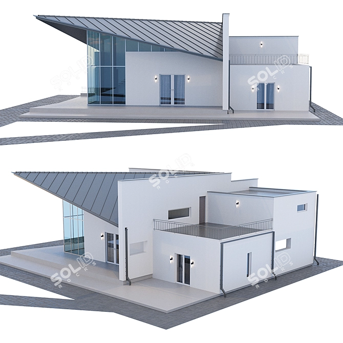 Modern Lakeview House 1300 3D model image 3