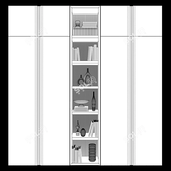 Modern Glass-front Wardrobe 3D model image 2