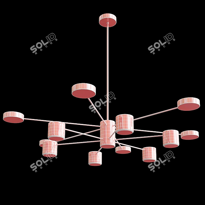 Modern 12-Light Sputnik Chandelier 3D model image 2