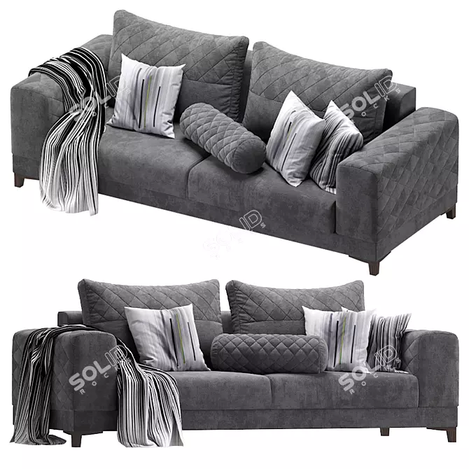 Modern Velvet Sofa 3D model image 1