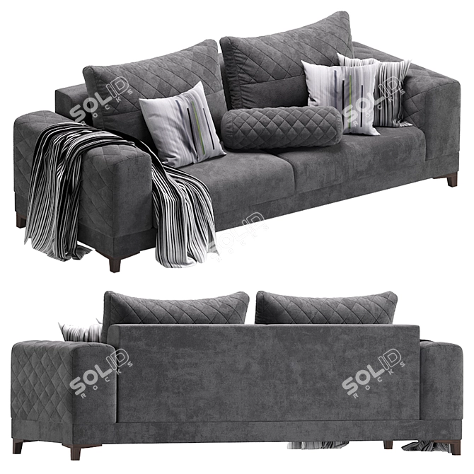 Modern Velvet Sofa 3D model image 3