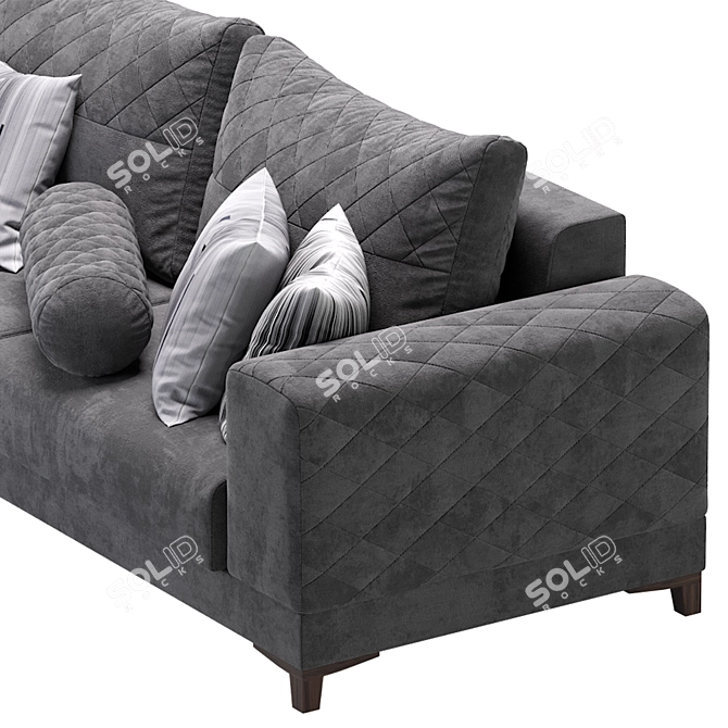 Modern Velvet Sofa 3D model image 4