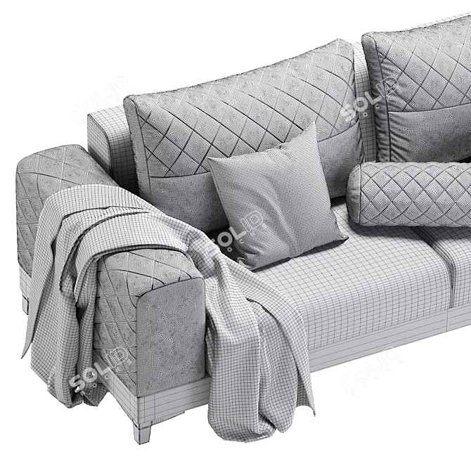 Modern Velvet Sofa 3D model image 6