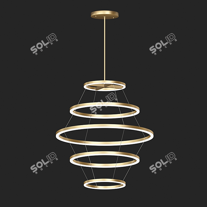 Elements Antique Brass Ceiling Chandelier 3D model image 1