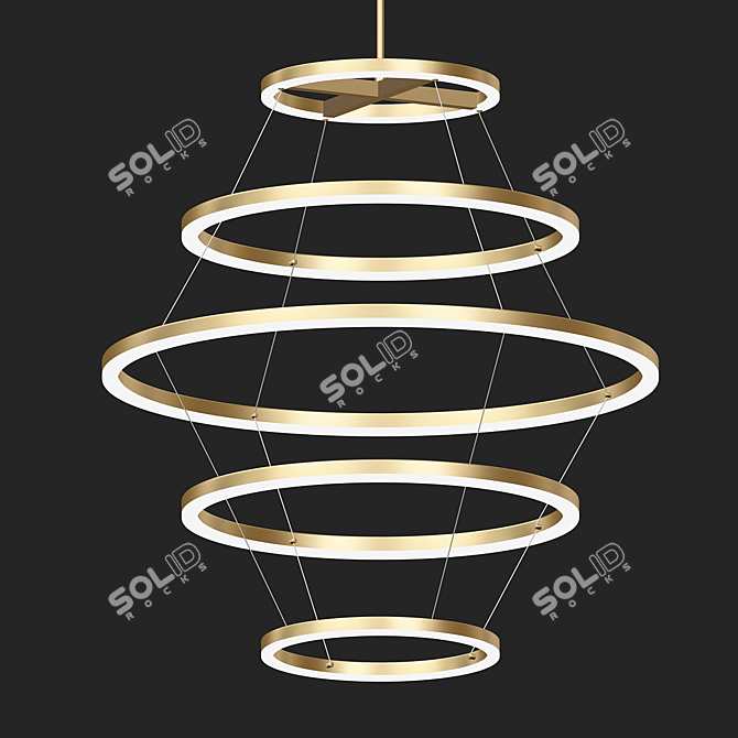 Elements Antique Brass Ceiling Chandelier 3D model image 2