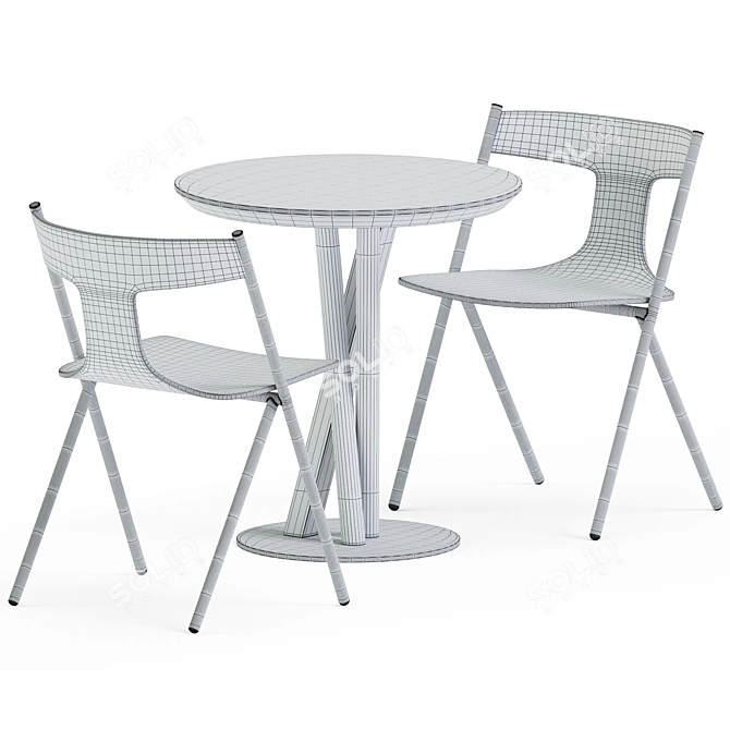 Modern Scandinavian Dining Set: Niels Table D70 & Wooden Chair Quadra 3D model image 3