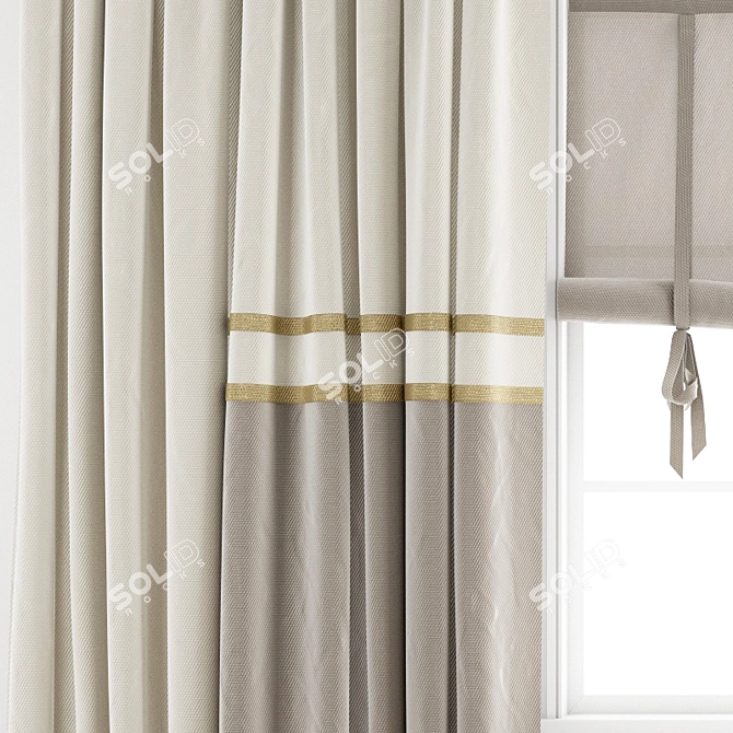 Elegant Polygonal Curtain 3D model image 2