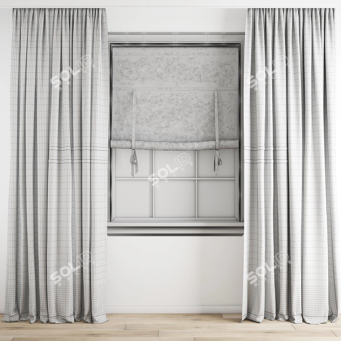 Elegant Polygonal Curtain 3D model image 6