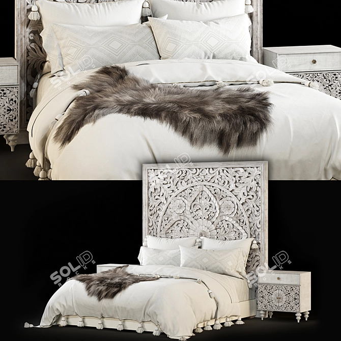 Modern RHTEEN Bed: High-Quality, Unwrapped, V-Ray Compatible 3D model image 2