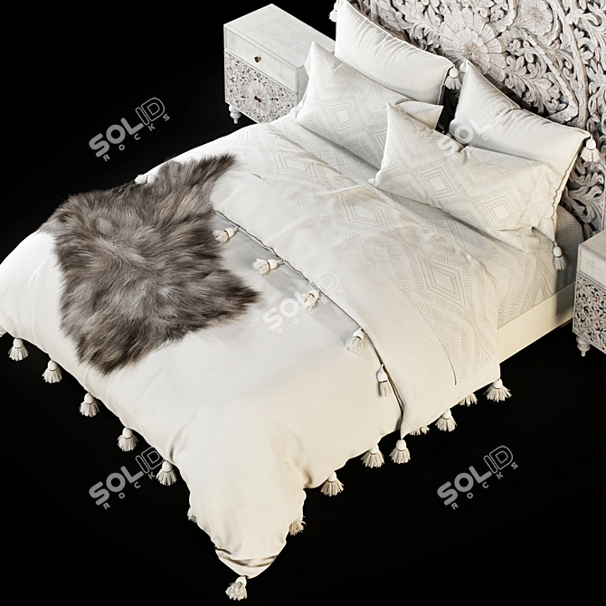 Modern RHTEEN Bed: High-Quality, Unwrapped, V-Ray Compatible 3D model image 5