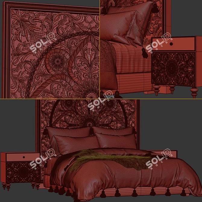 Modern RHTEEN Bed: High-Quality, Unwrapped, V-Ray Compatible 3D model image 7