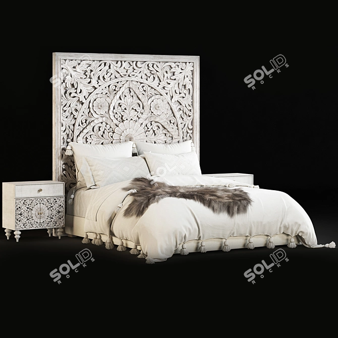 Modern RHTEEN Bed: High-Quality, Unwrapped, V-Ray Compatible 3D model image 8